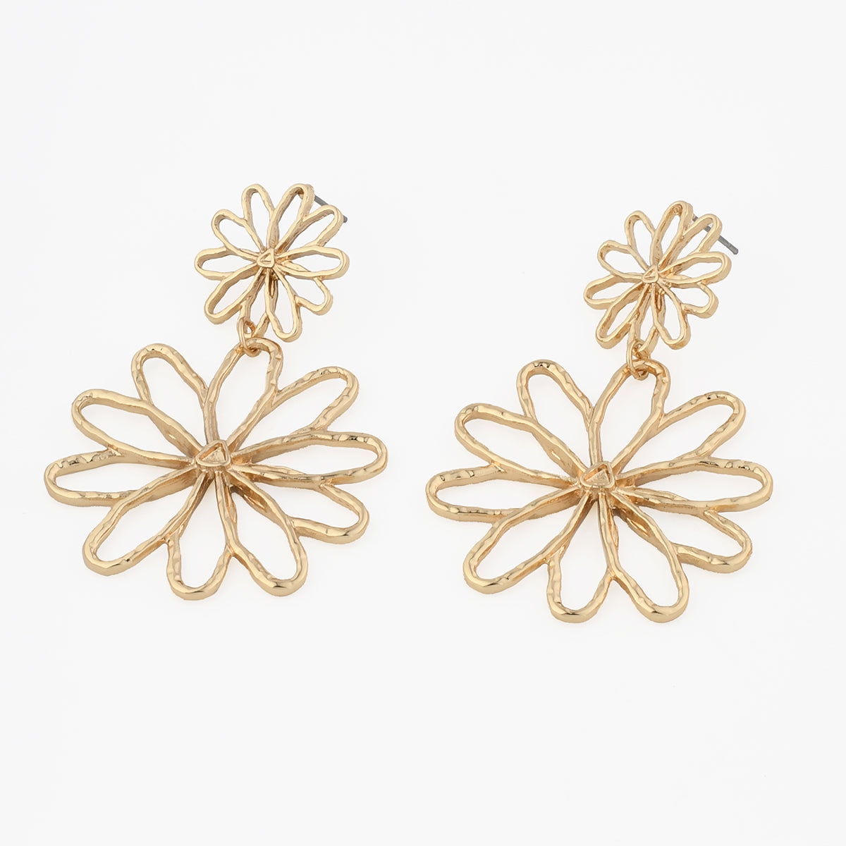 Boucles d’oreilles fleurs filaires dorées
