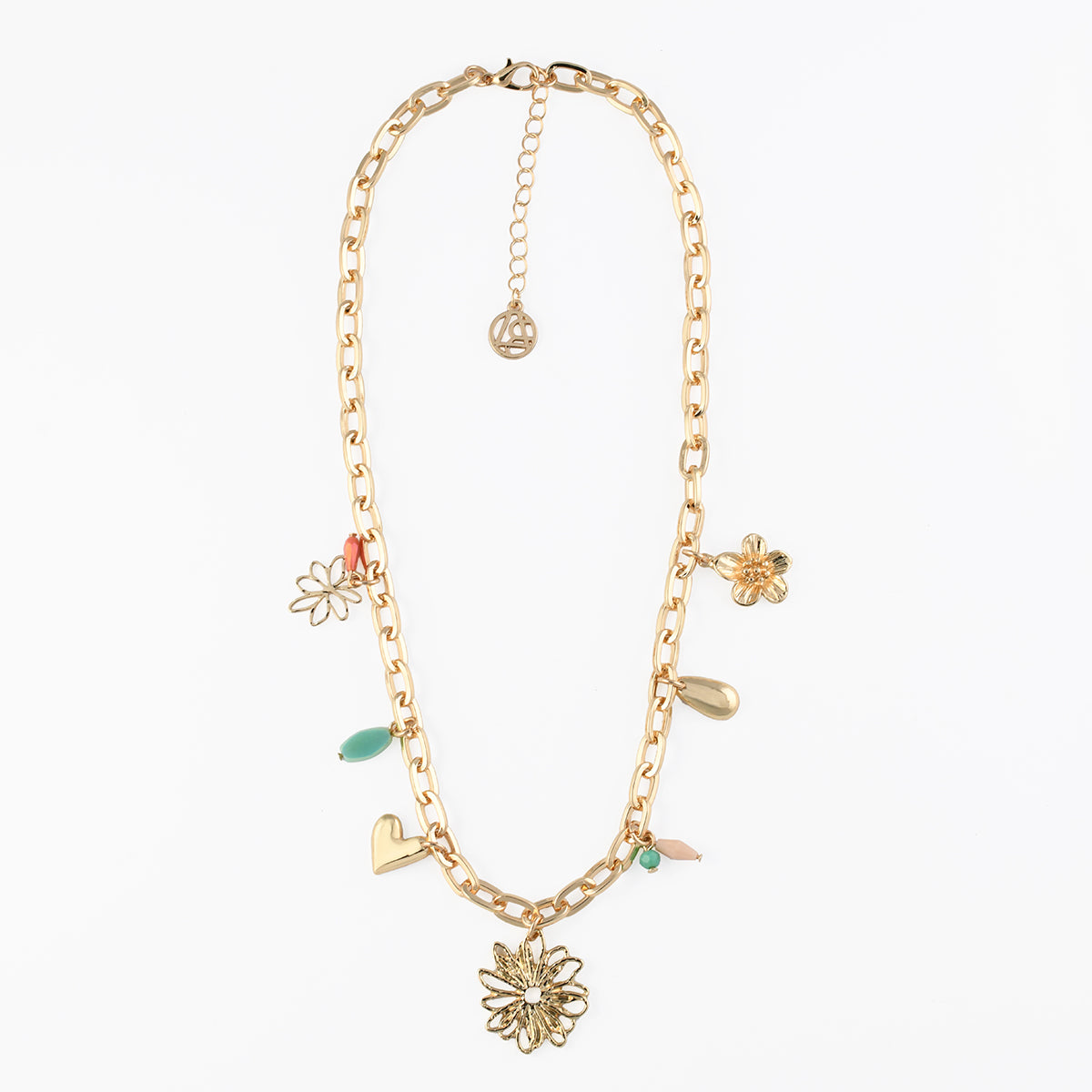 Collier chaîne à charms fleurs