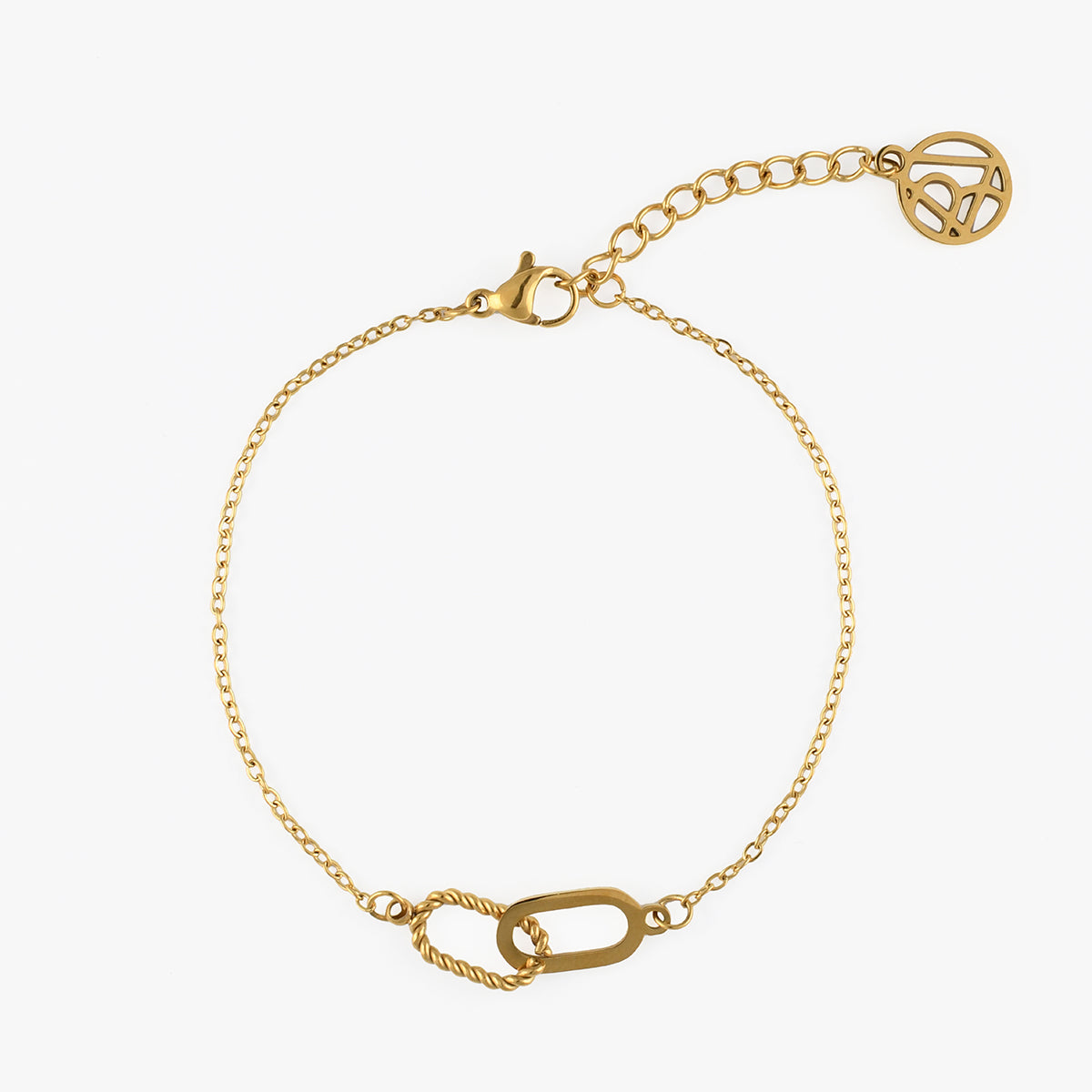 Bracelet chaîne double maillons entrelacés en acier inoxydable