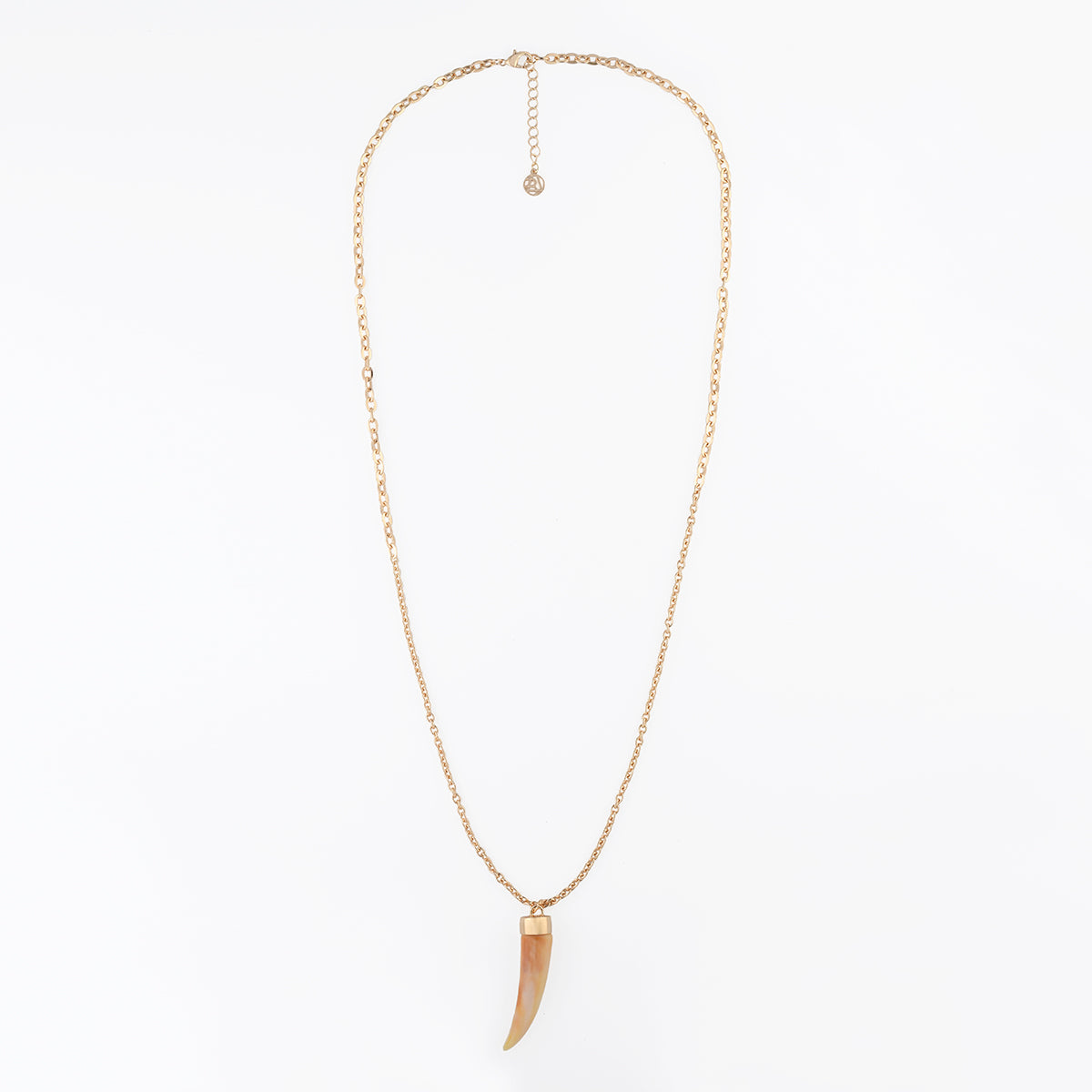Collier long pendentif corne ivoire