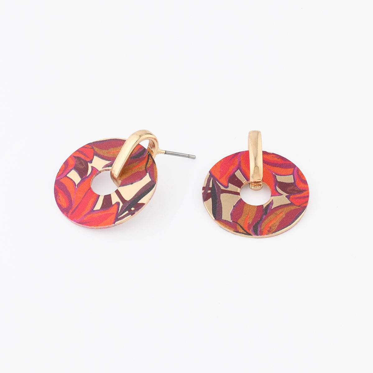Boucles d'oreilles rondes Balagane imprimé feuilles