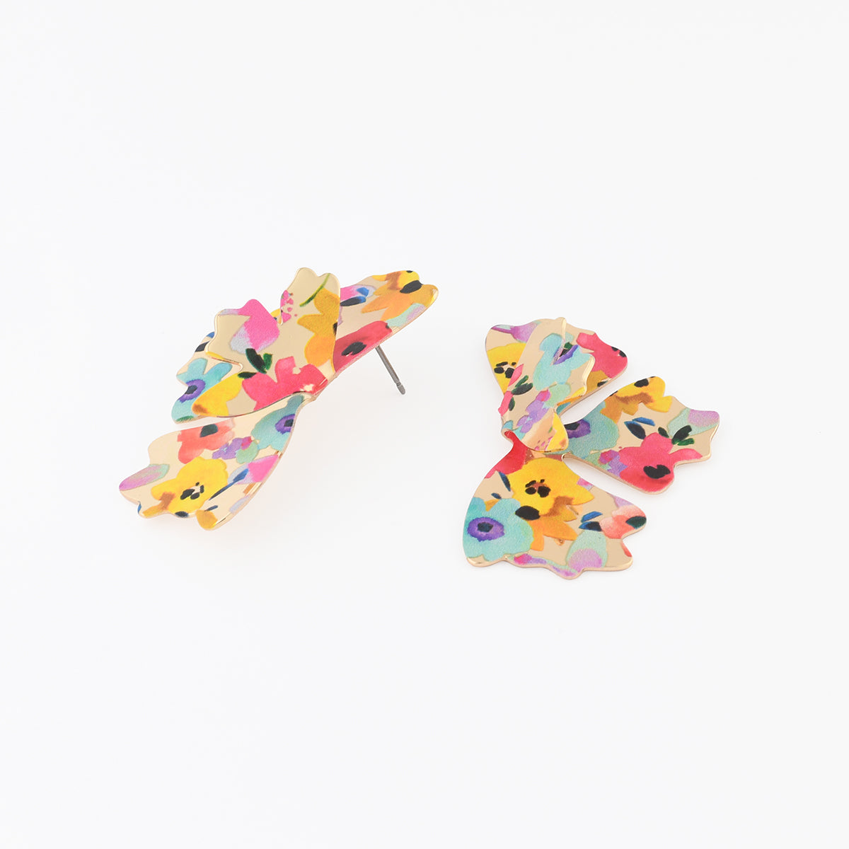 Boucles d'oreilles demi feuilles Balagane imprimé fleurs