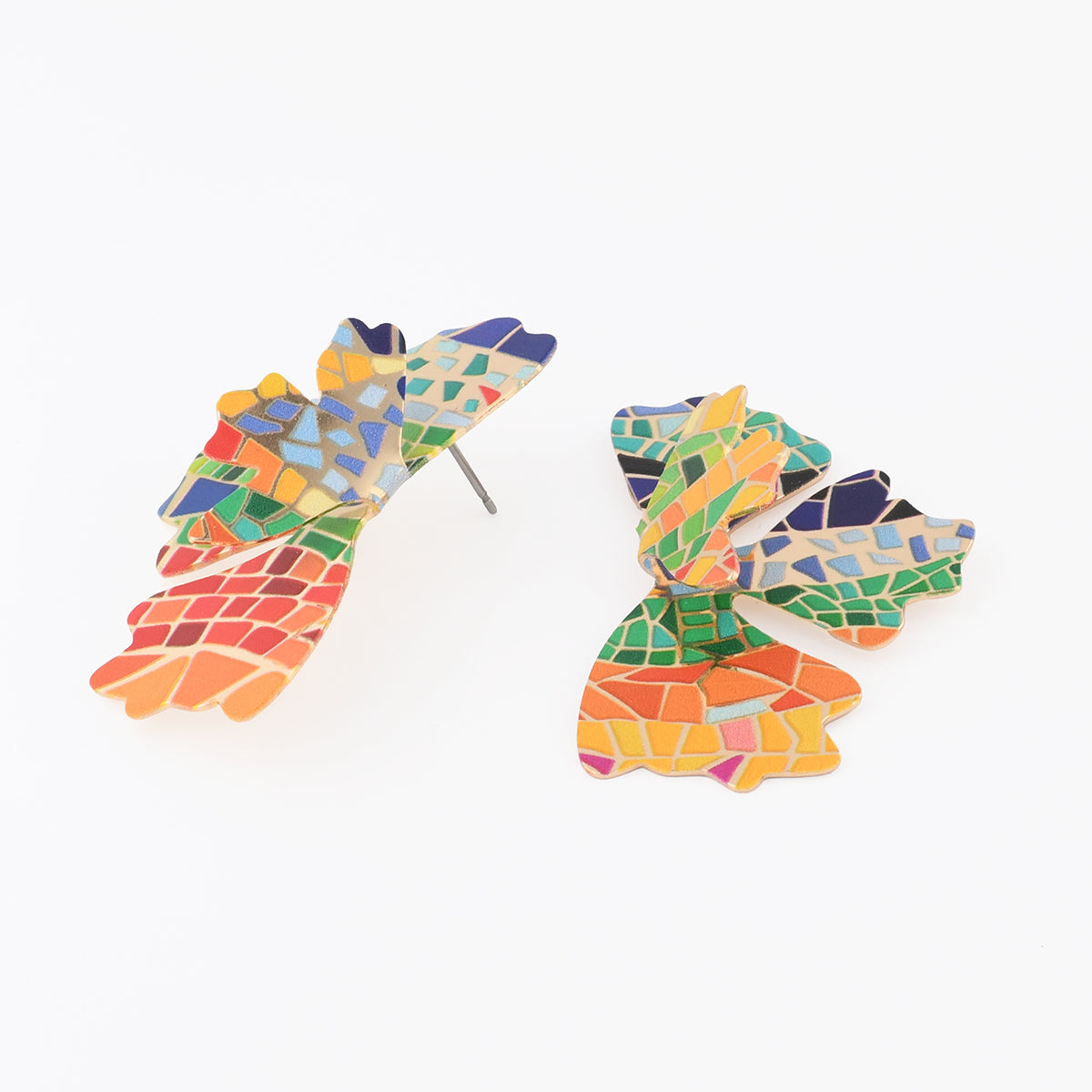 Boucles d'oreilles demi feuilles Balagane imprimé mosaïque