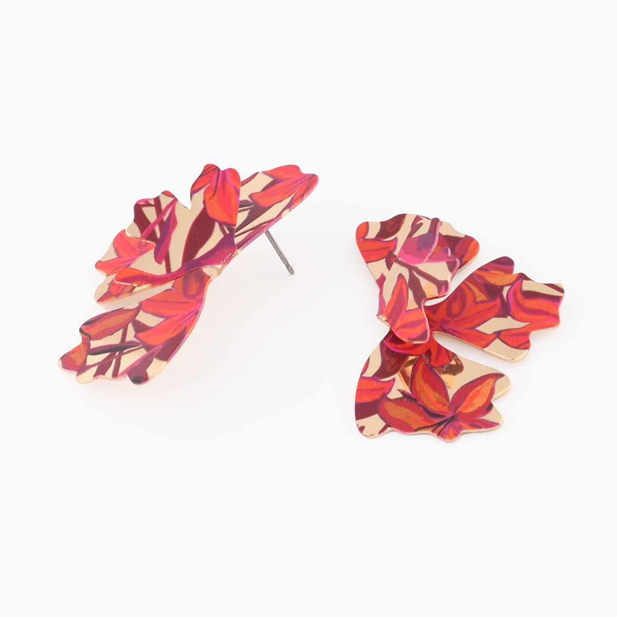 Boucles d'oreilles demi feuilles Balagane imprimé feuillage