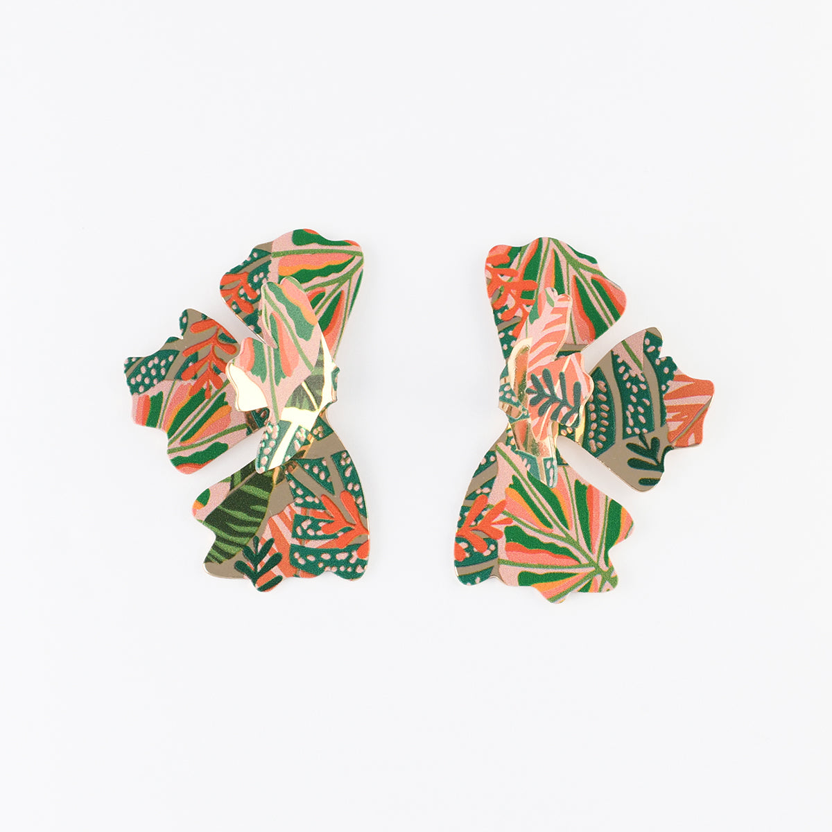 Boucles d'oreilles demi feuilles Balagane imprimé jungle