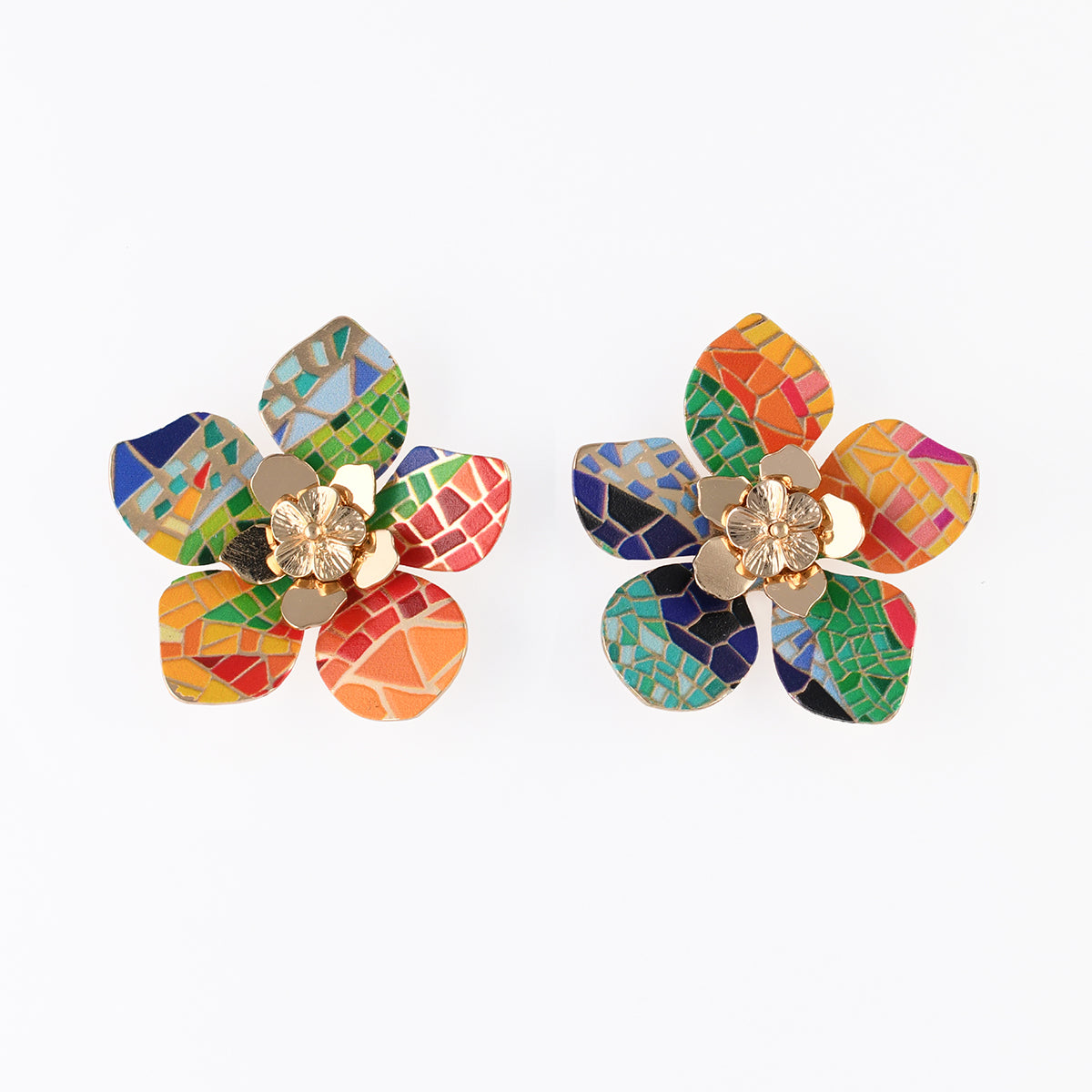 Boucles d'oreilles fleurs Balagane imprimé mosaïque