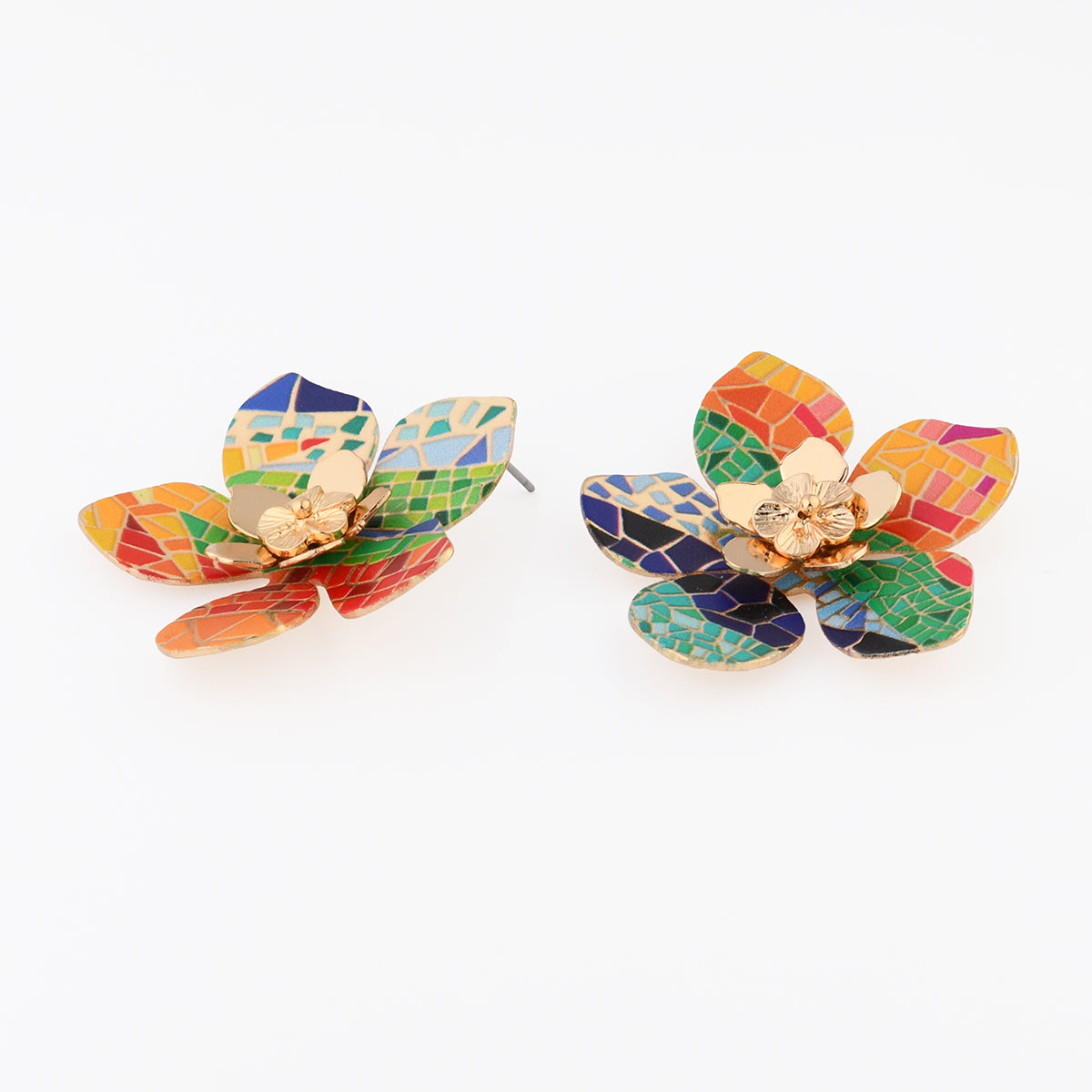 Boucles d'oreilles fleurs Balagane imprimé mosaïque