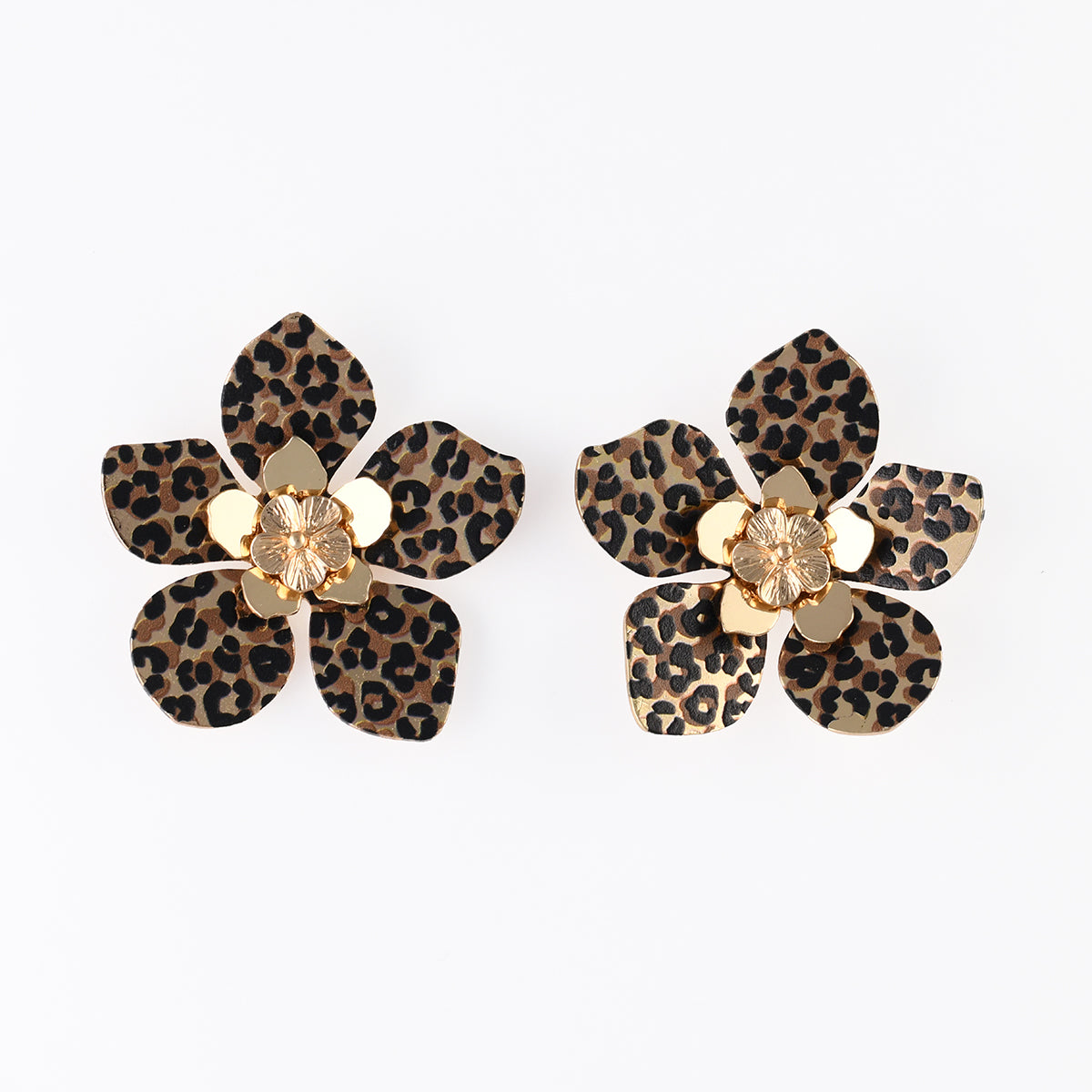 Boucles d'oreilles fleurs Balagane imprimé léopard