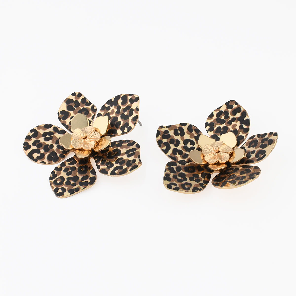Boucles d'oreilles fleurs Balagane imprimé léopard