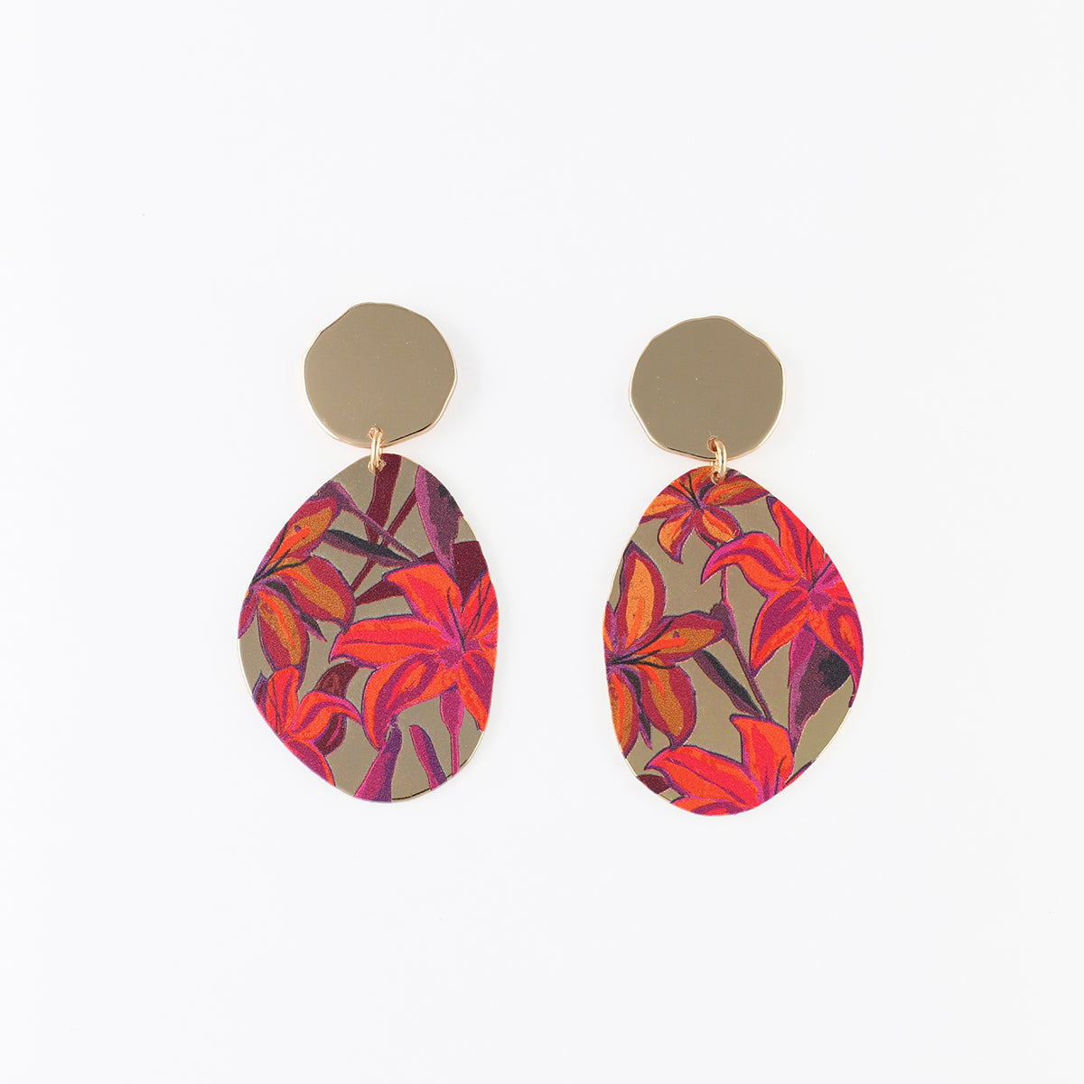 Boucles d'oreilles Balagane imprimé feuillage