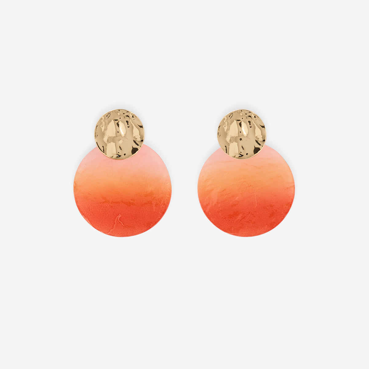 Boucles d'oreilles doubles disques orange