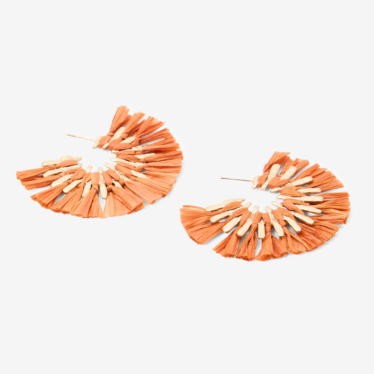 Créoles en raphia orange