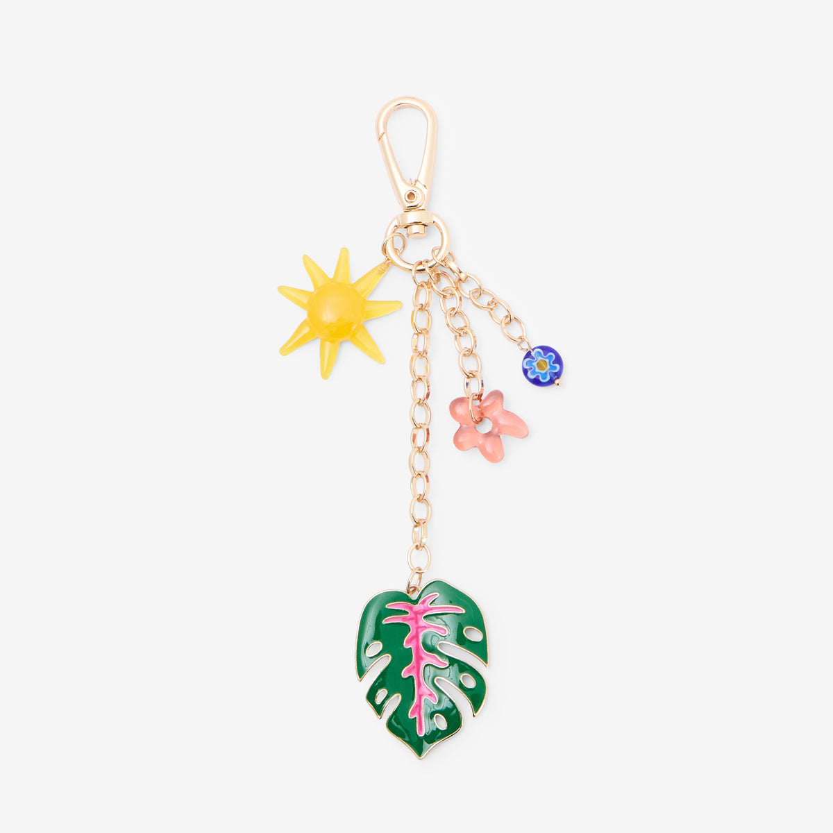 Porte-clés soleil, fleur et feuille de monstera