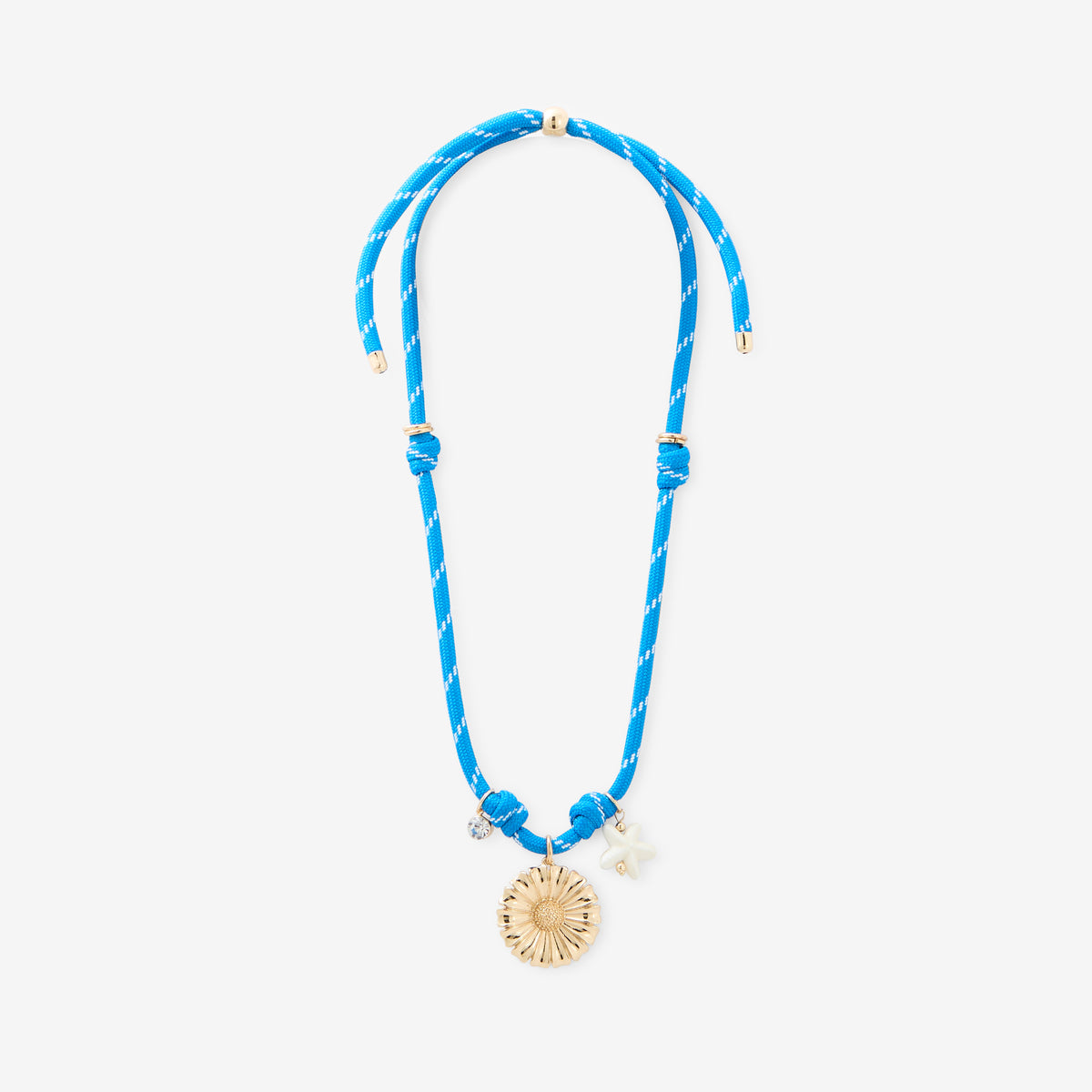 Collier cordons bleu à charms fleur