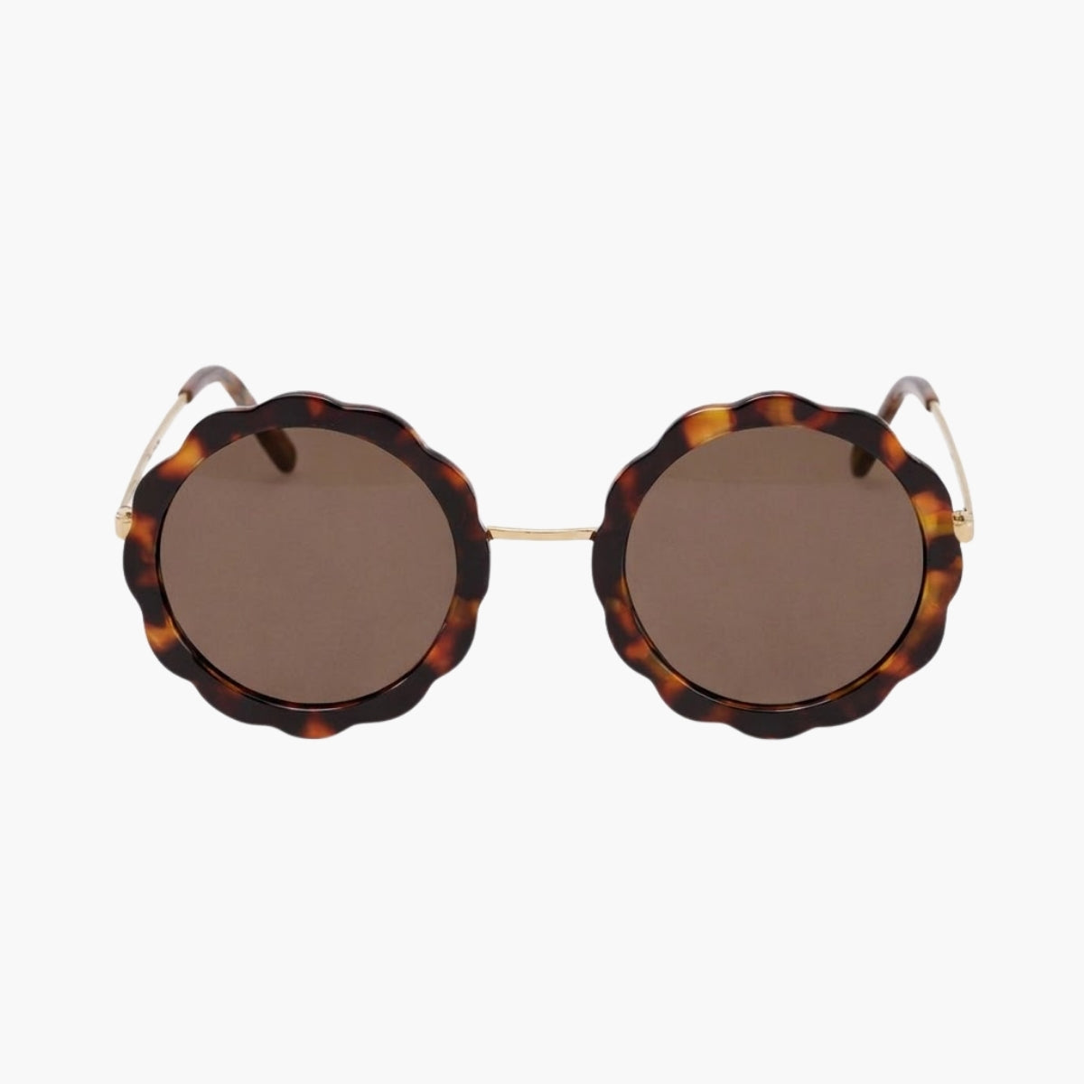 Lunettes de soleil écaille marron forme fleur ronde