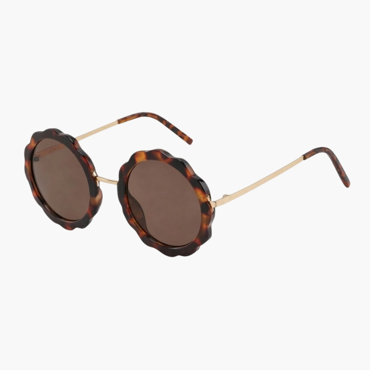 Lunettes de soleil écaille marron forme fleur ronde
