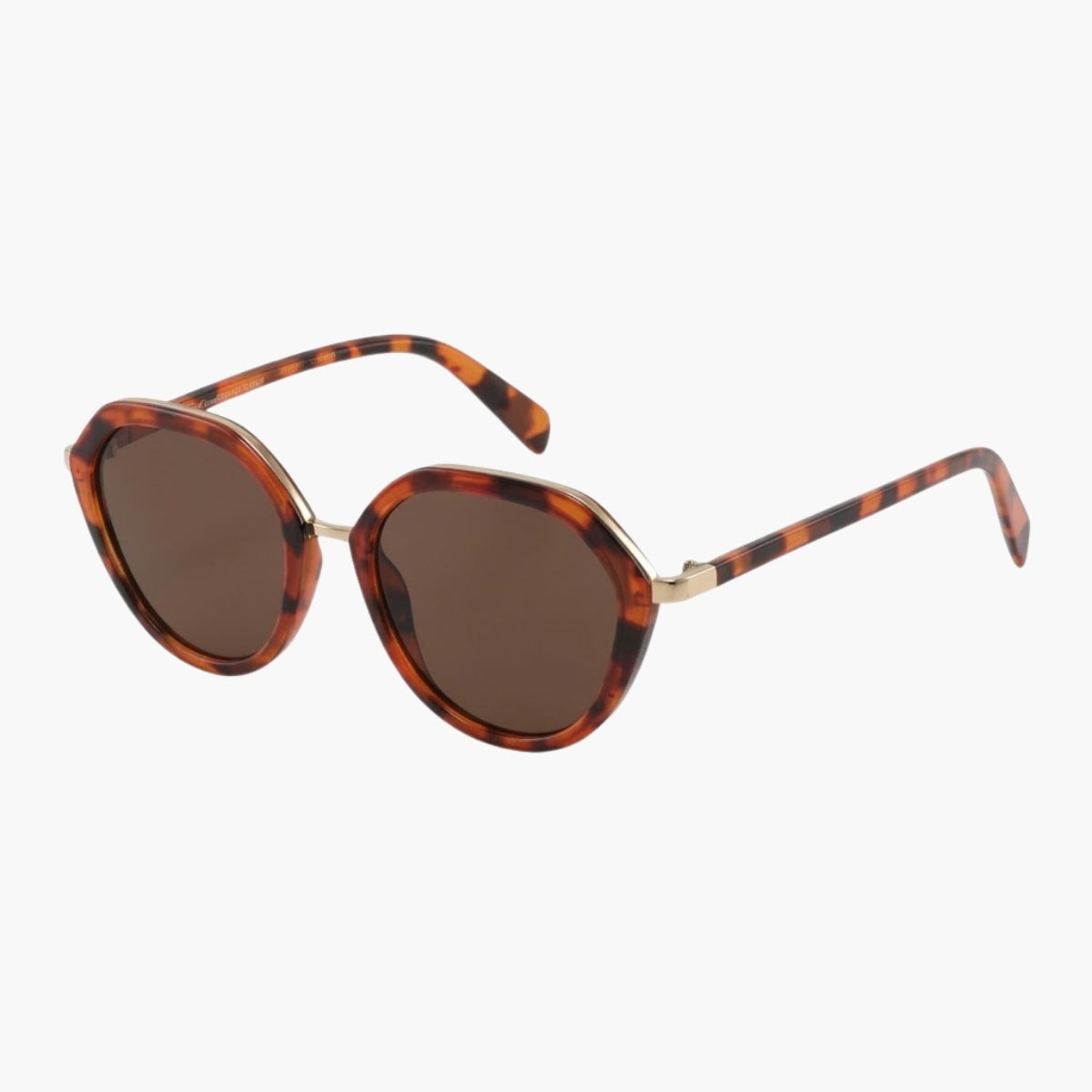 Lunettes de soleil écaille marron forme hexagonale