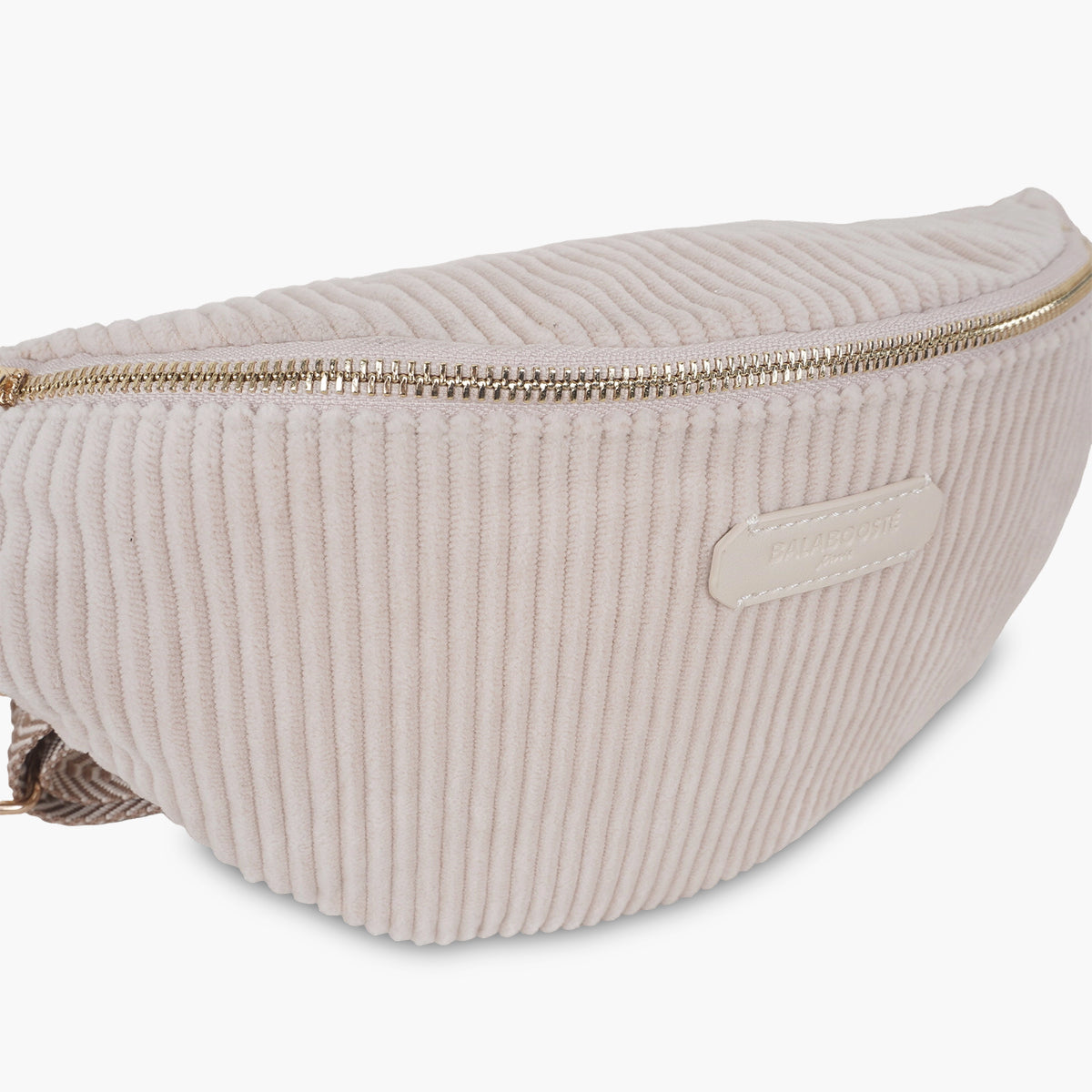 Sac banane effet côtelé écru