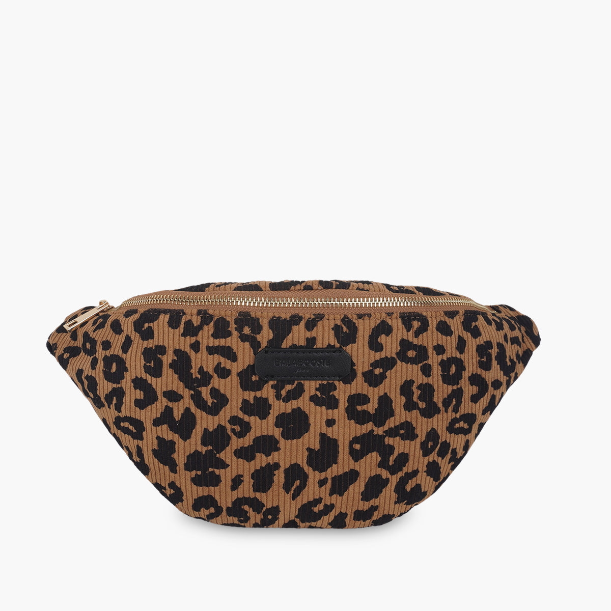 Sac banane effet côtelé à motif léopard