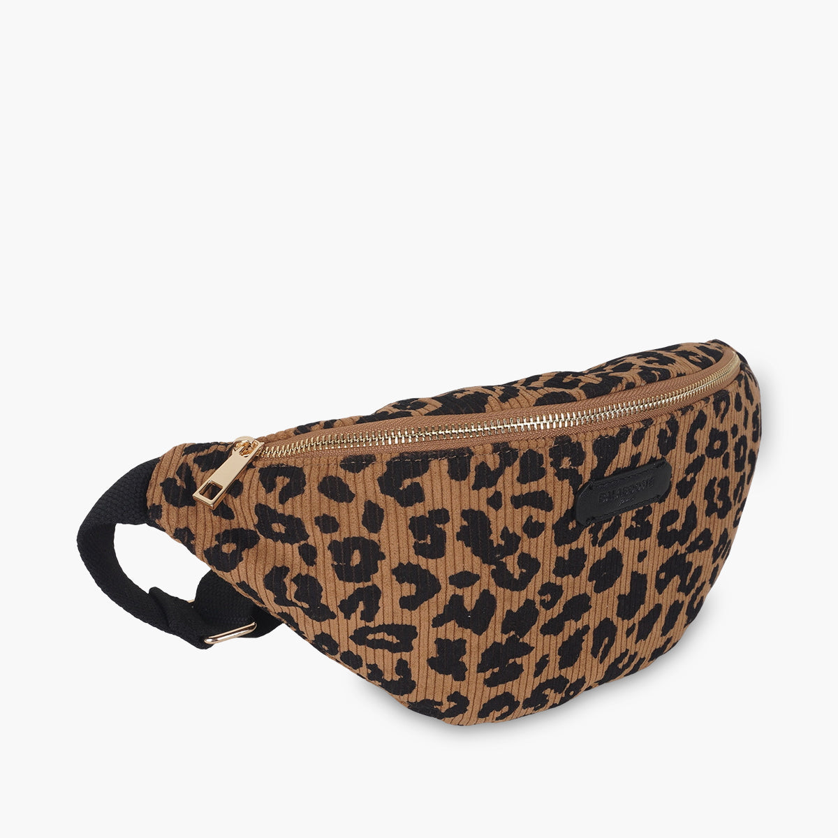 Sac banane effet côtelé à motif léopard