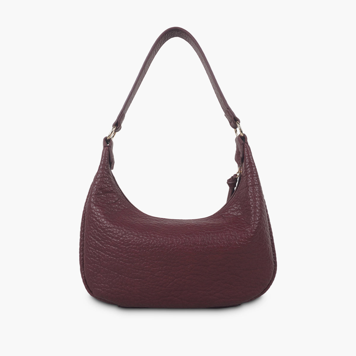 Sac porté épaule effet cuir grainé bordeaux