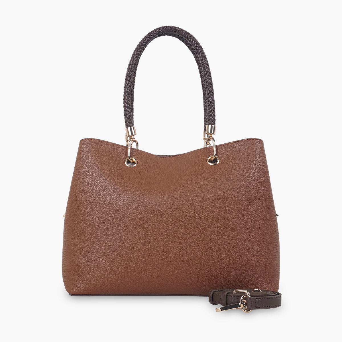 Sac effet grainé camel anses tressées