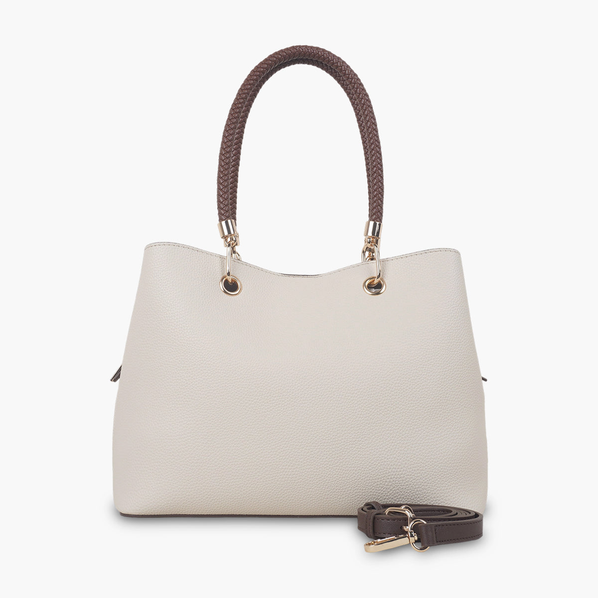 Sac effet grainé blanc anses tressées