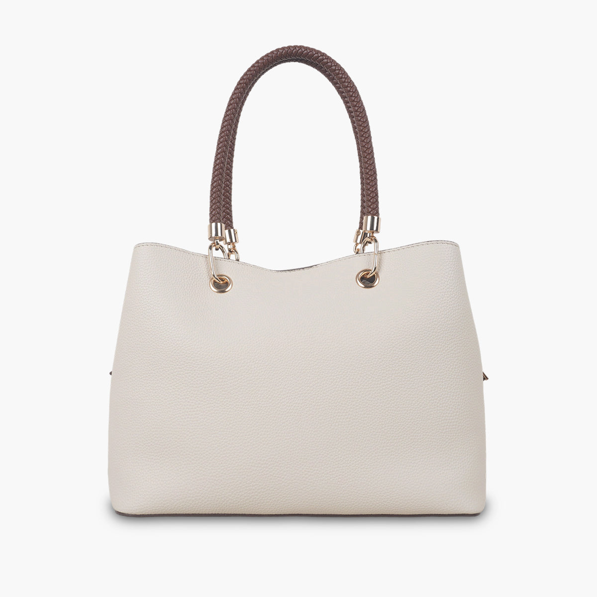 Sac effet grainé blanc anses tressées