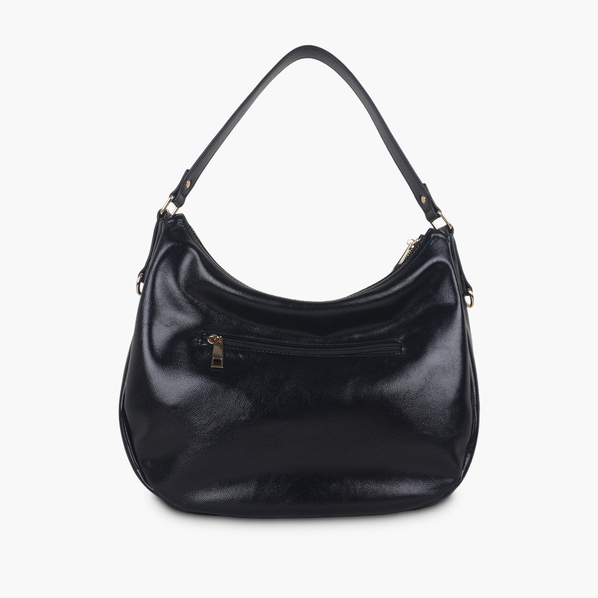 Sac hobo en simili cuir noir