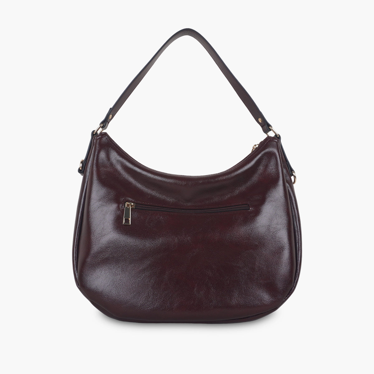 Sac hobo en simili cuir bordeaux