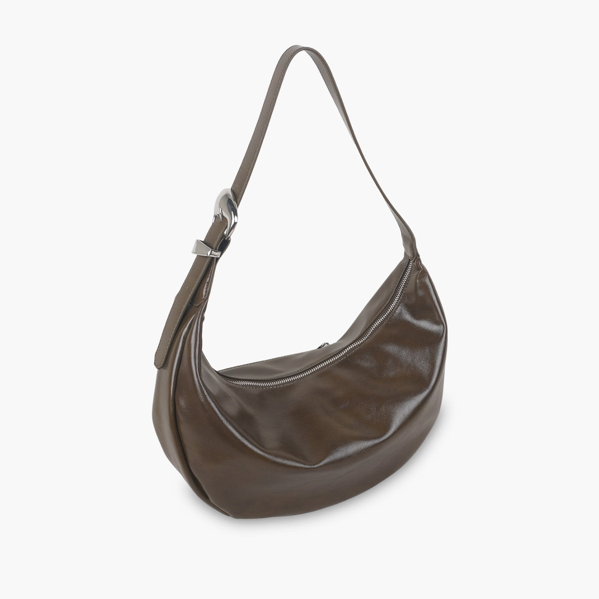 Sac hobo kaki en simili cuir