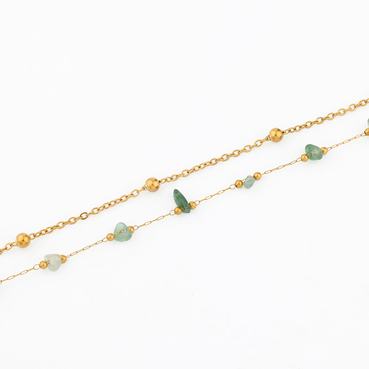 Set x2 bracelet chaîne acier inoxydable et pierre d'Aventurine