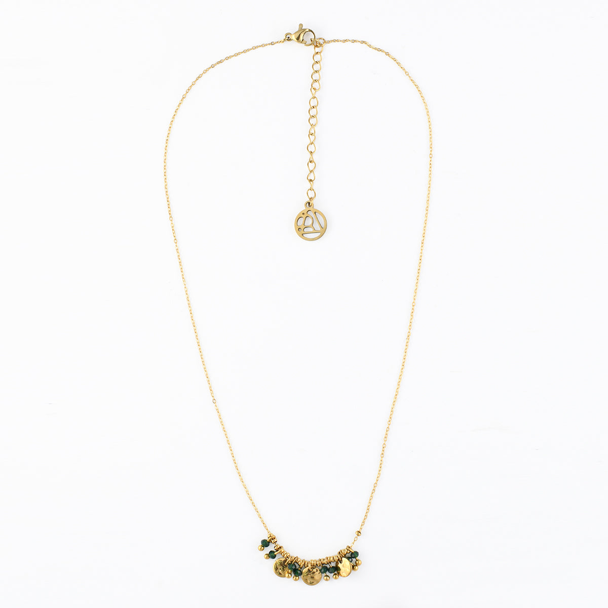 Collier chaîne avec pampilles et perles en acier inoxydable