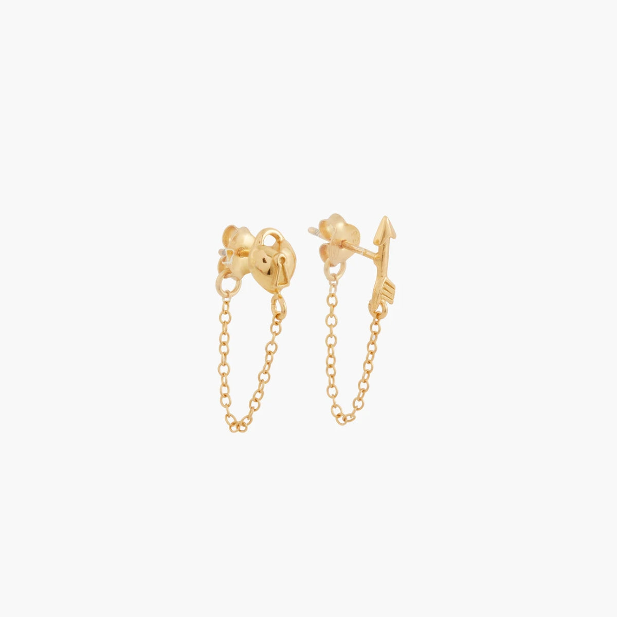 Set de 2 puces d'oreilles avec chaîne Argent Garanti