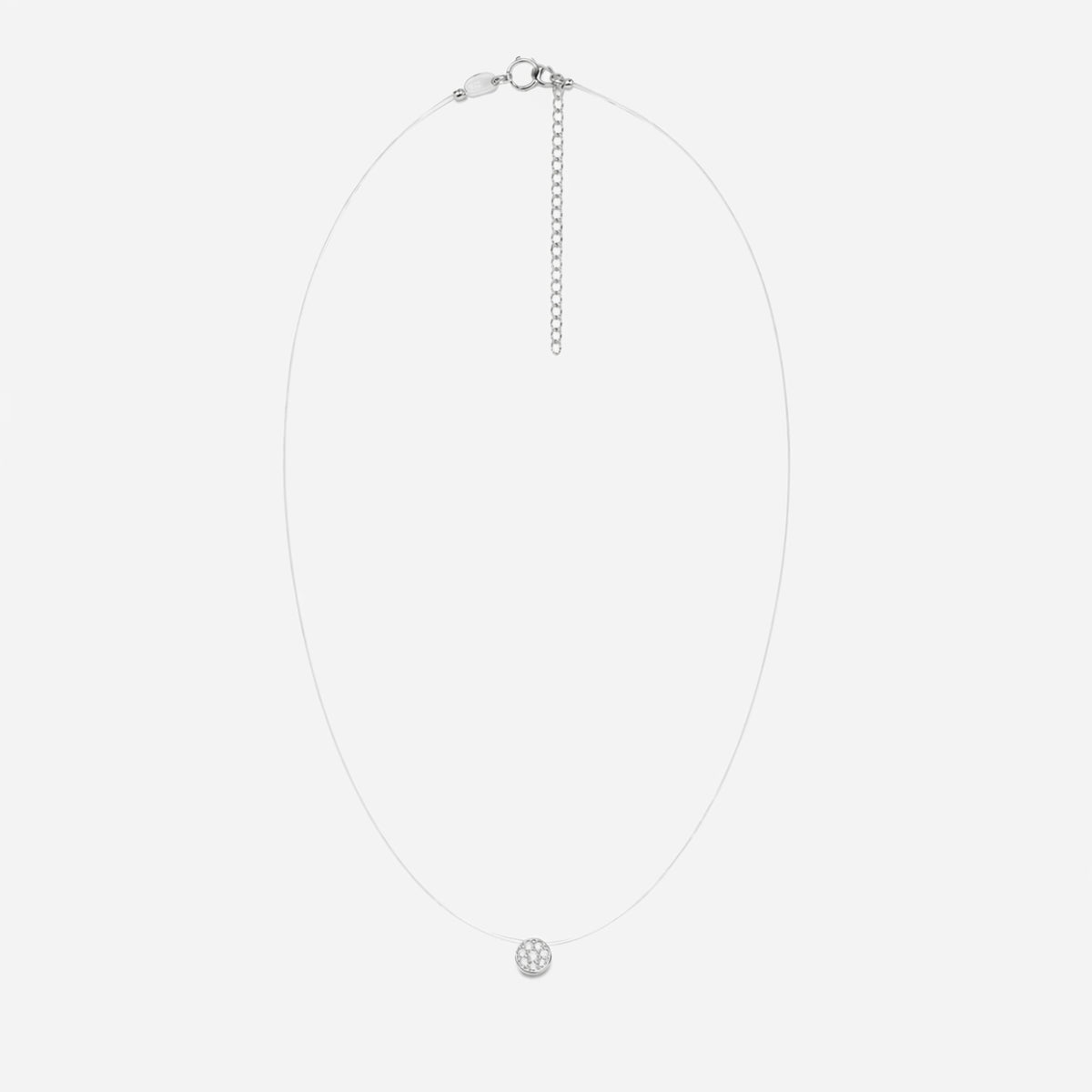 Collier nylon à pendentif de zircon et Argent Garanti 925