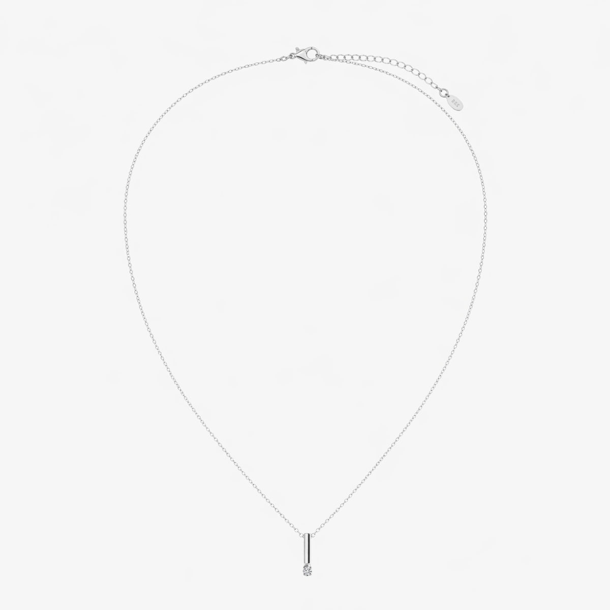 Collier barre avec zirconium Argent Garanti