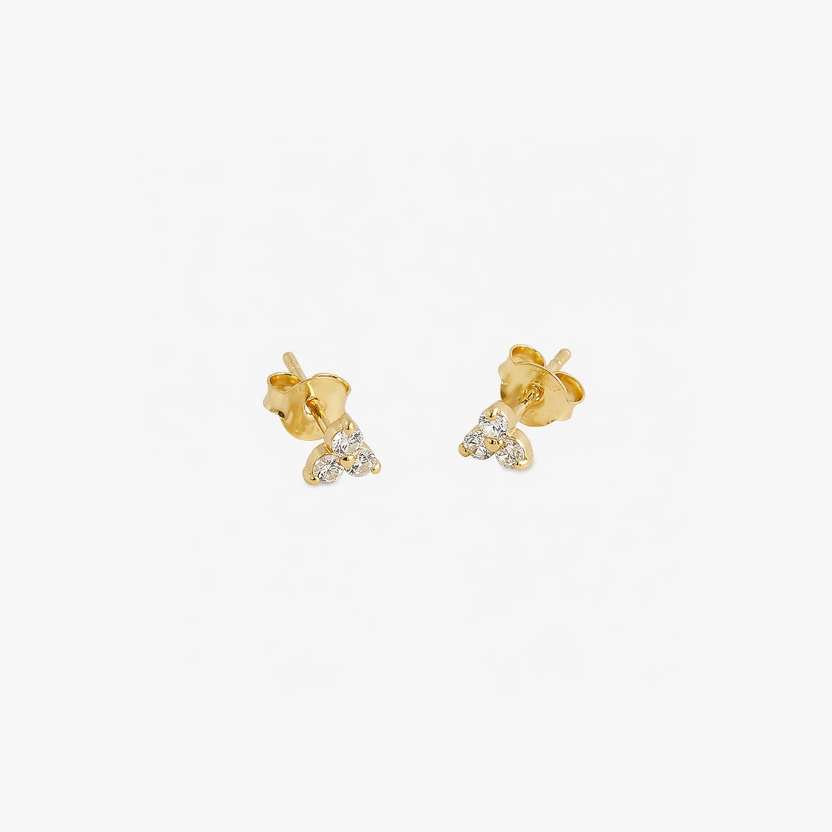 Puces d'oreilles 3 zircons - argent 925 doré