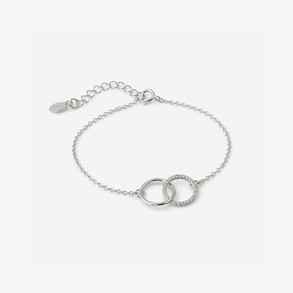 Bracelet chaine fine double anneaux avec zircon - argent garanti 925