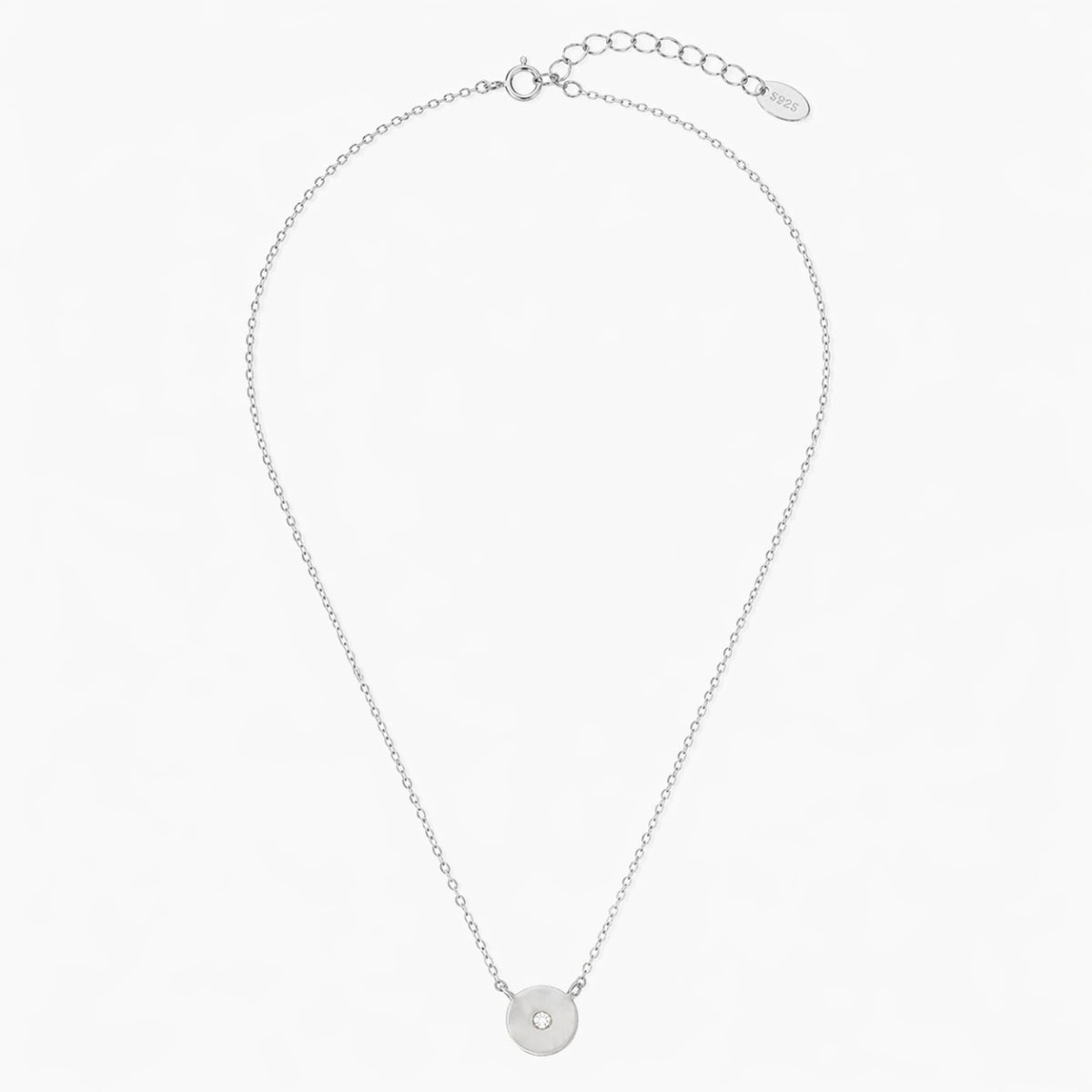 Collier fin argent 925 à médaillon serti d'un diamant 8 mm