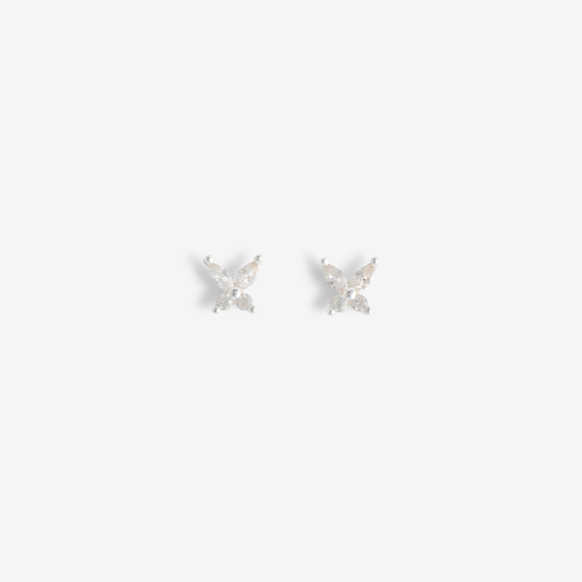 Puces d'oreilles papillon avec zirconium en argent garanti