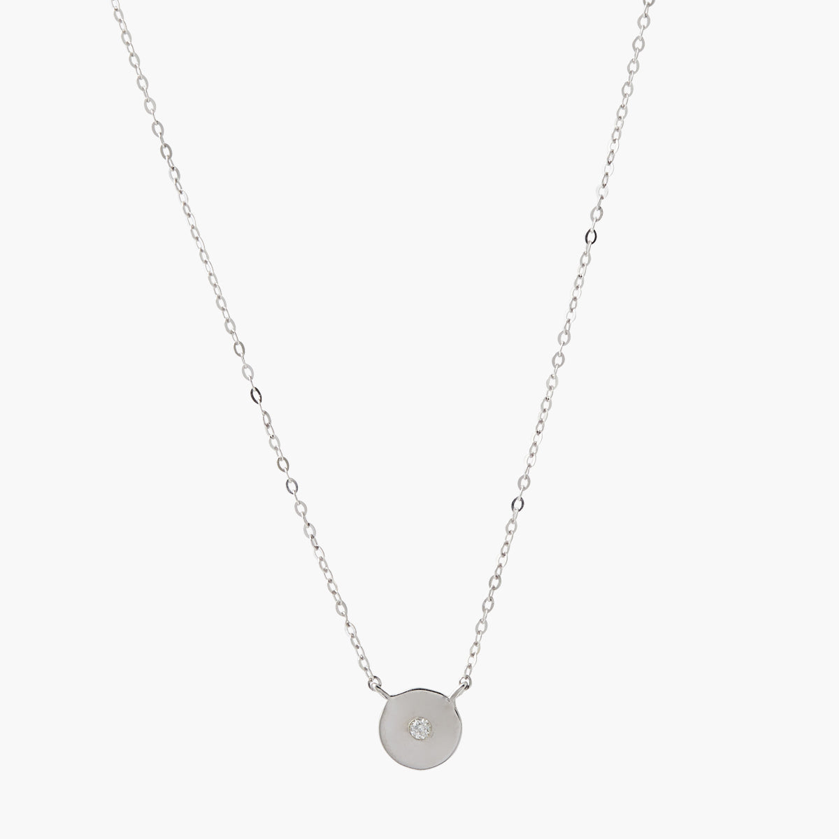 Collier fin argent 925 à médaillon serti d'un diamant 8 mm