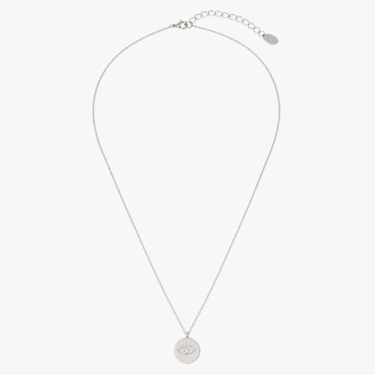 Collier fin argent 925 à médaillon serti d'un diamant 12 mm
