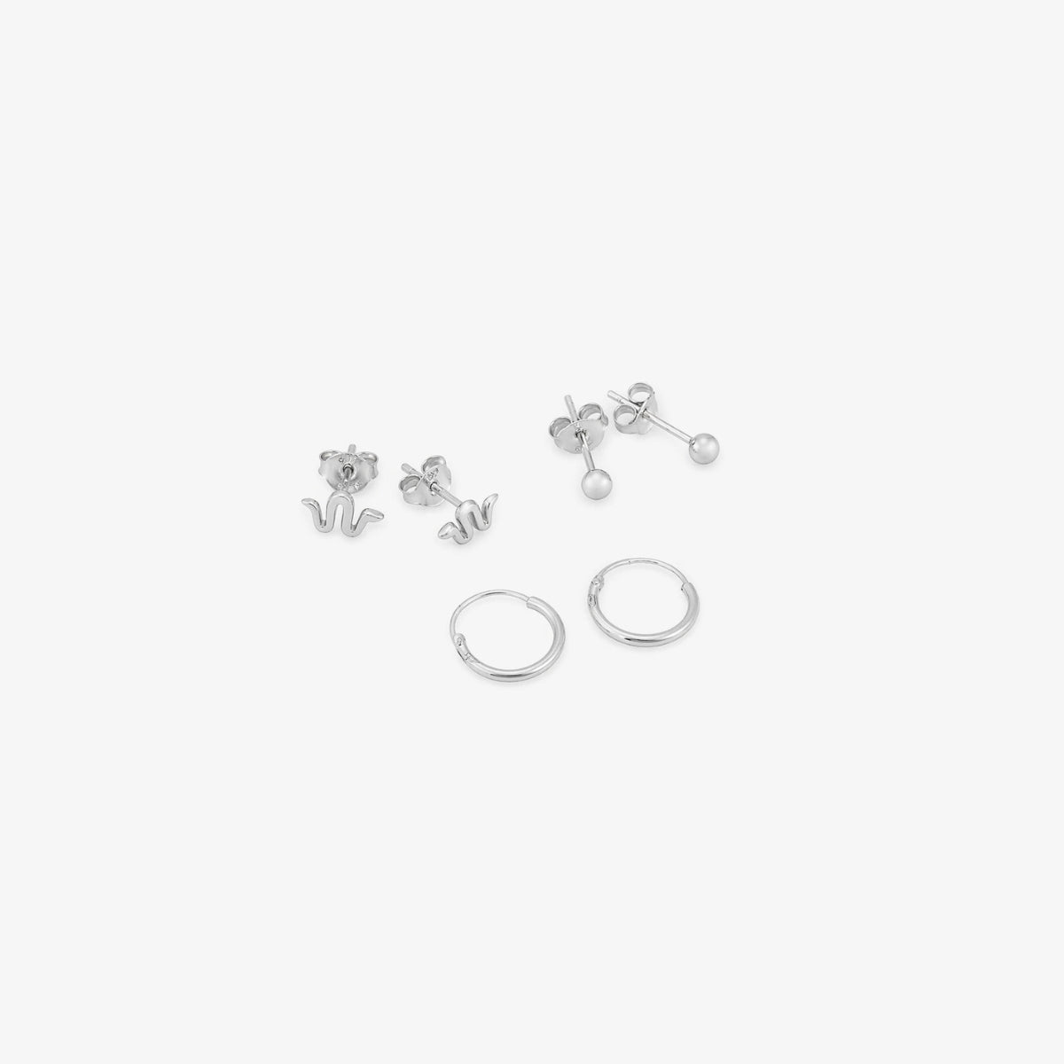 Set x3 boucles d'oreilles puces et créoles - argent 925