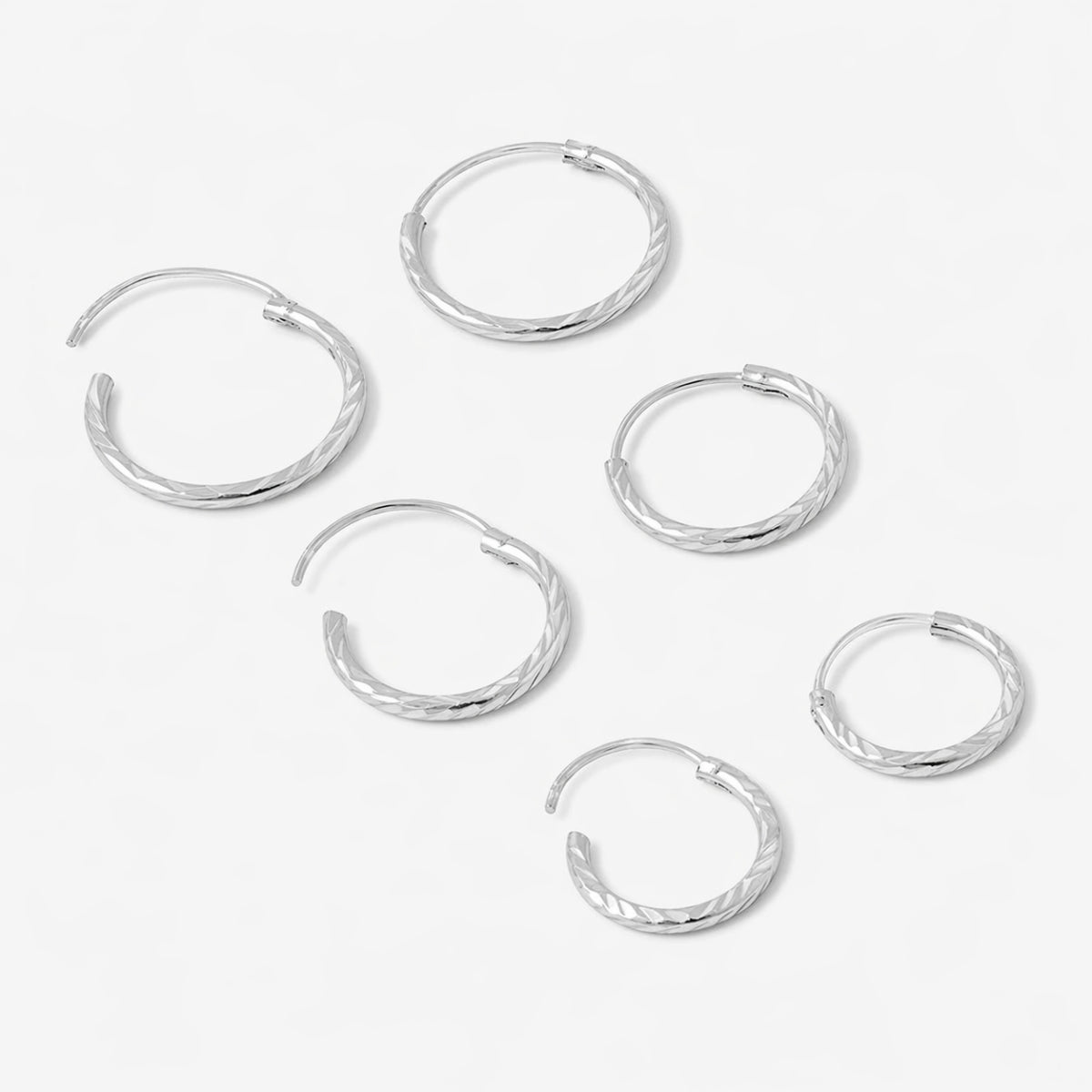 Set x3 créoles ciselées argentés - argent garanti 925