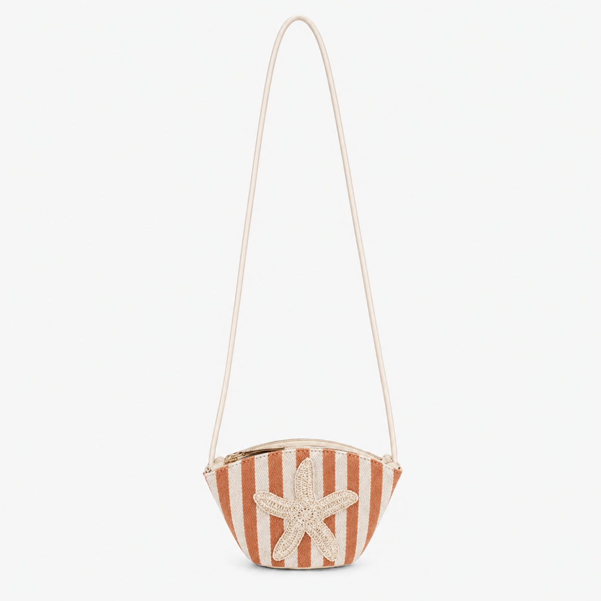 Petit panier étoile de mer à rayures corail et blanc