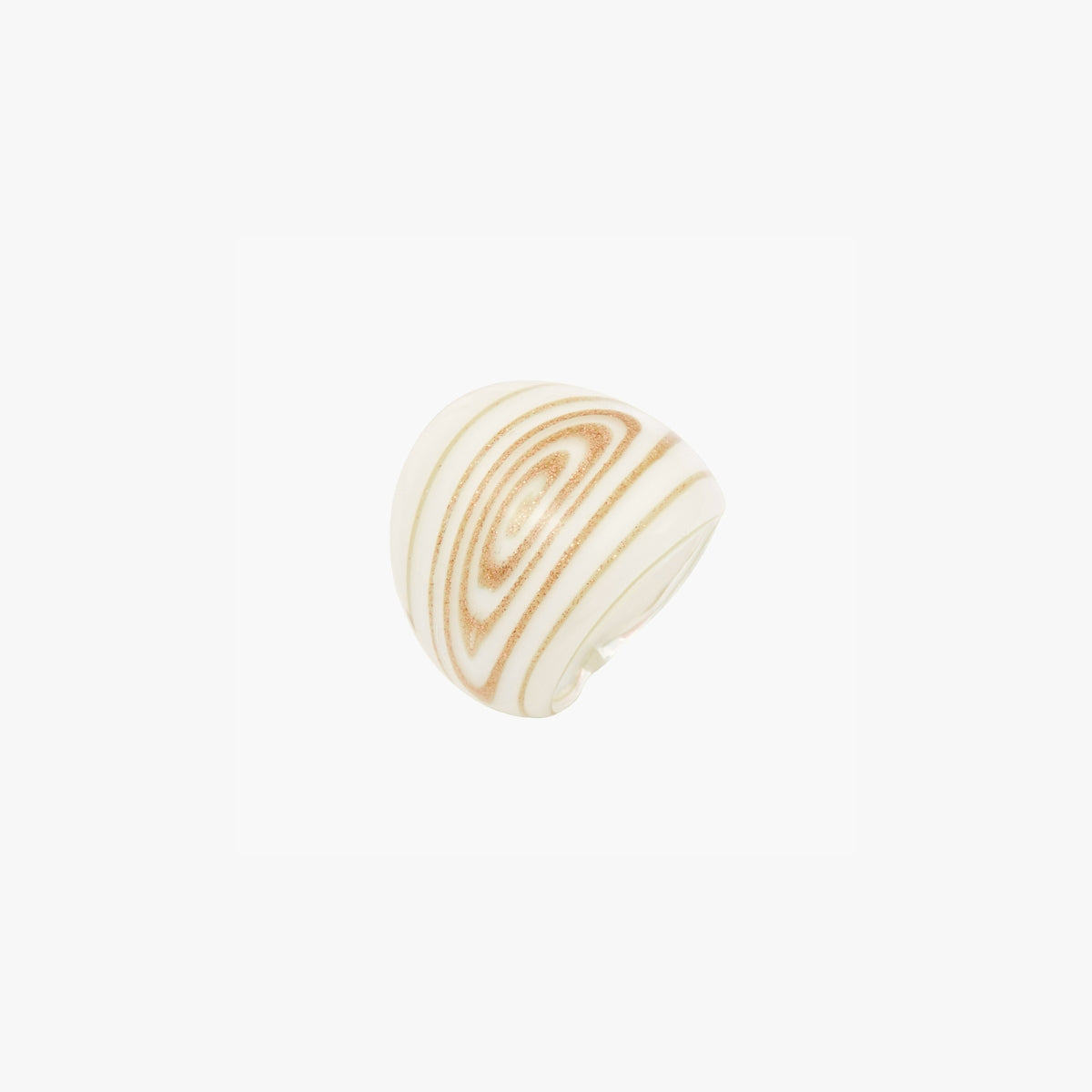 Bague en verre blanc et doré