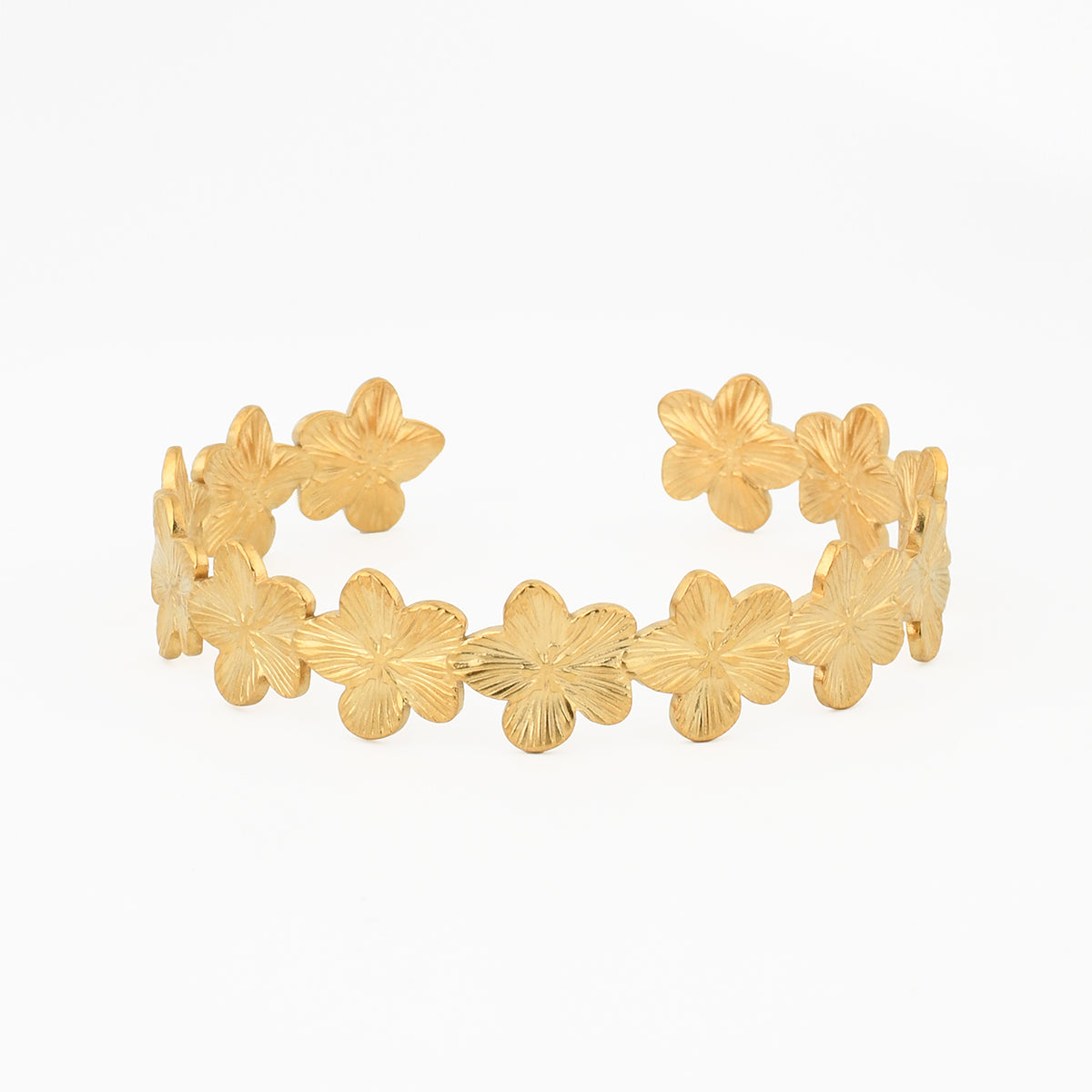 Manchette fleur dorée acier inoxydable