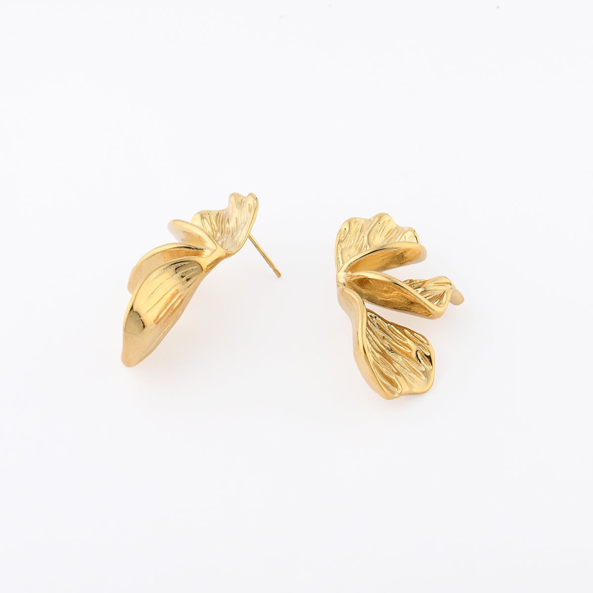 Boucles d'oreilles demi-feuilles acier inoxydable