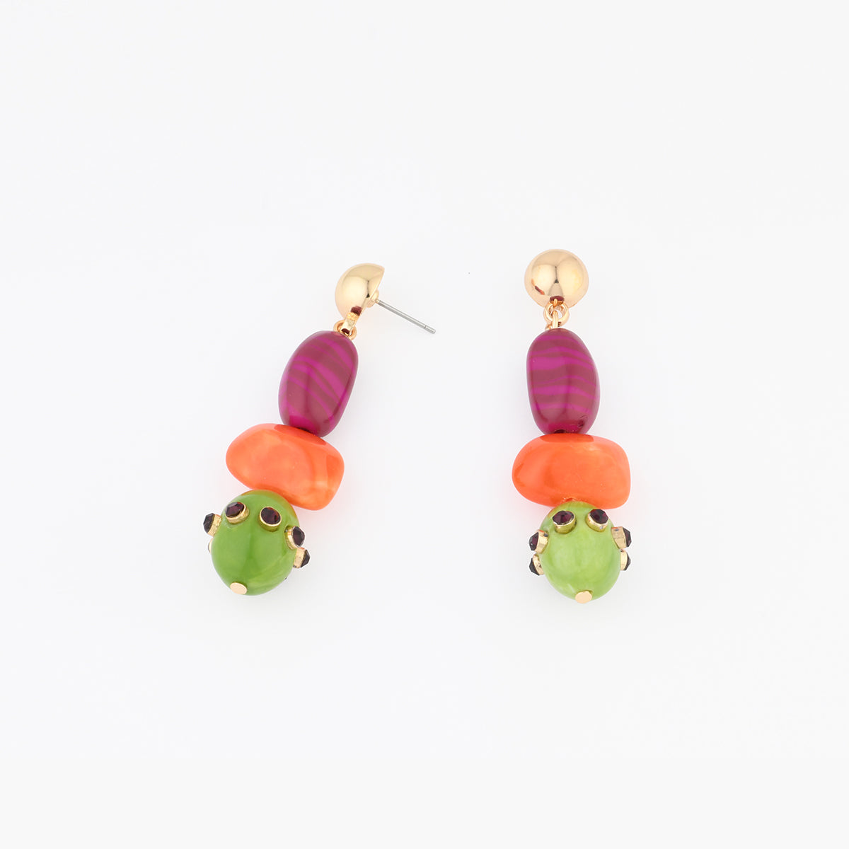 Boucles d’oreilles perles fantaisie multicolore