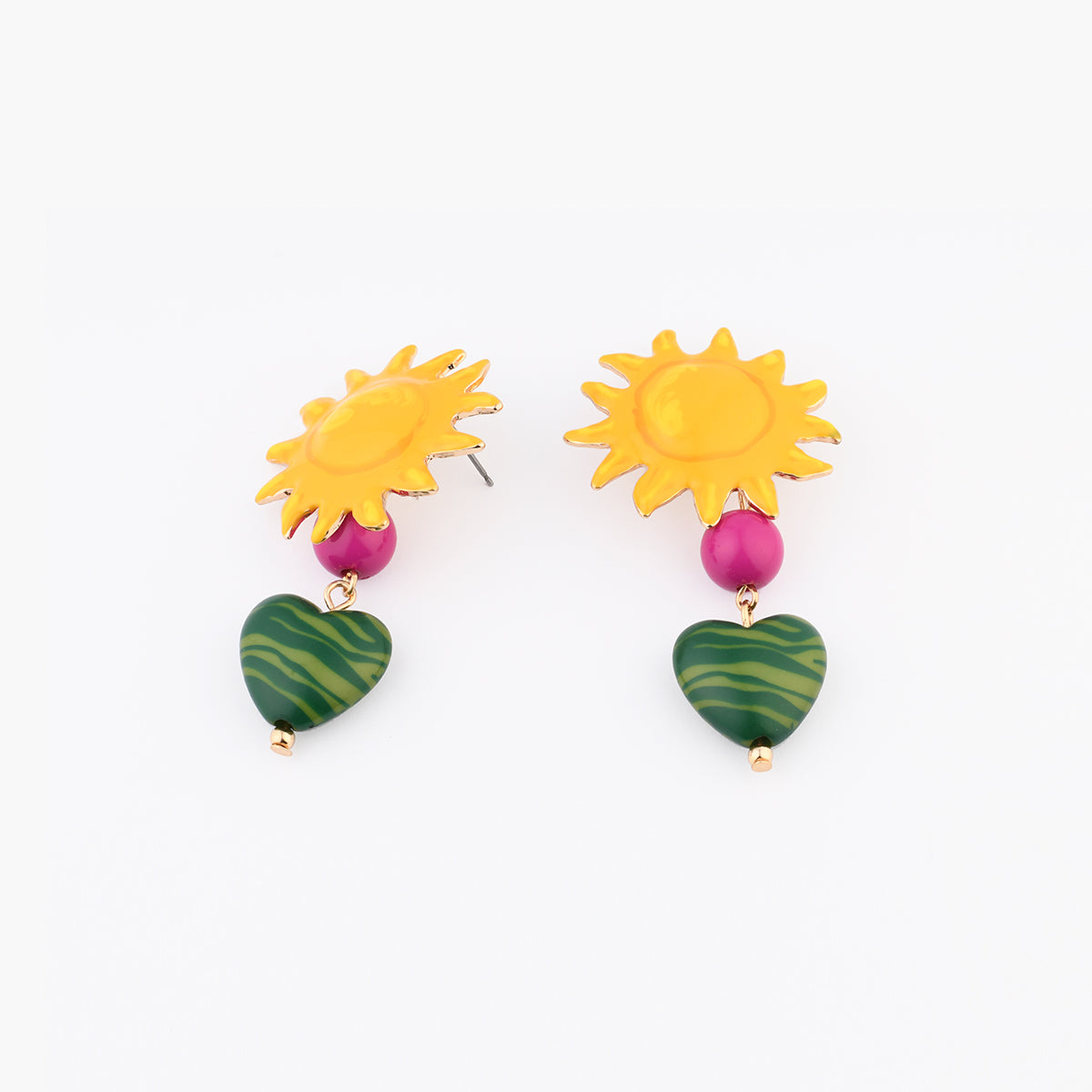 Boucles d’oreilles soleil pendentif cœur